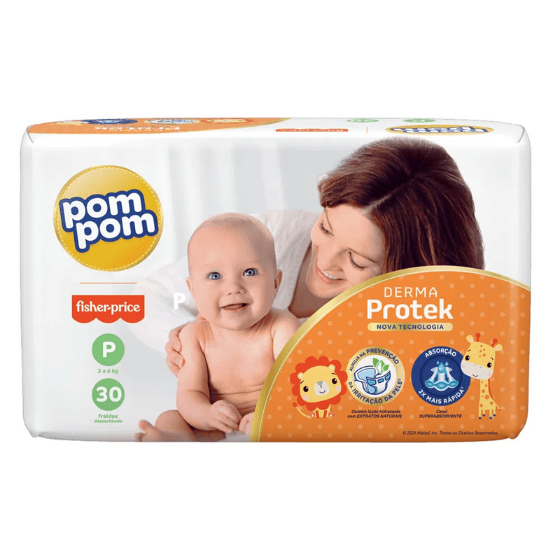 FRALDA-POMPOM-DERMA-PROTEK-JUMBO-P-PCT-C-30UN-20367-0