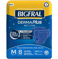 FRALDA BIGFRAL DERMA PLUS NOTURNA TAM M PCT C/8UN - 15775-4
