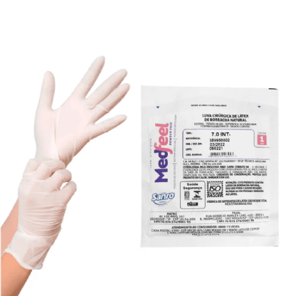 LUVA CIRURGICA EST 8,0 TEXTURIZADA MEDFEEL PF CX C/200PARES
