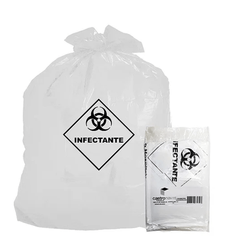 SACO DE LIXO HOSP BRANCO INFECT 100L 75CMX105CM PCT C/100UN